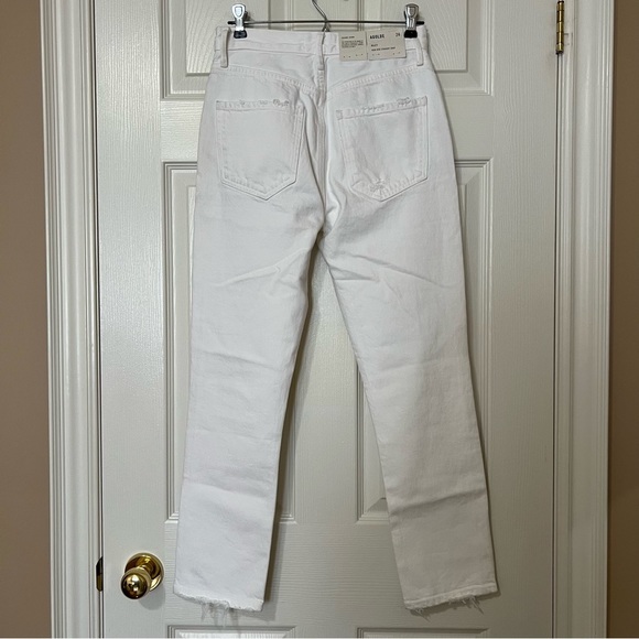[BNWT] Agolde Riley High Rise Straight Leg Cropped Distressed in White - Sz 24 - Picture 7 of 16